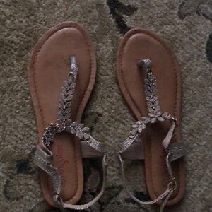 Pink/gold sandals worn once